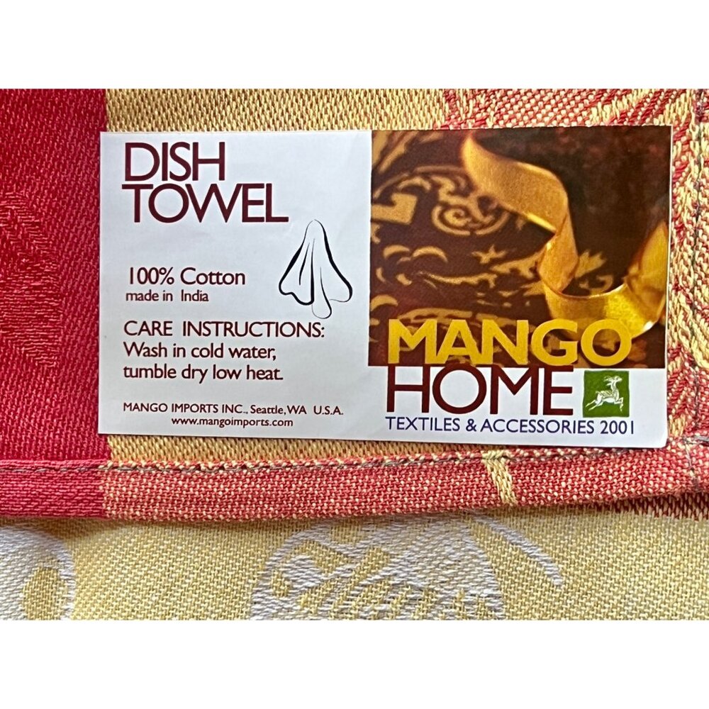 Mango Home Cotton Woven Jacquard Dish Towel NWT 28x18 Cherries Butterflies Gift - Picture 2 of 9